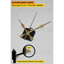 MOOCLOCK Saat Mekanizması, Akar Sessiz Duvar Saati Mekanizması, 14 mm Şaft, Akrep-Yelkovan-Saniye-(Askılı)