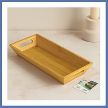 Bezos Bambu Sunum Tepsisi 16X35X4.5 cm (Çift Kulplu) Aanova