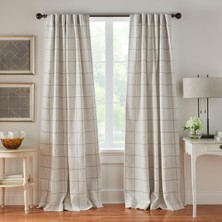 Str Store Elrene Home Fashions Pencere Paneli Ekose Izgara Karartma Pencere Perde Panelleri/oturma Odası, Yatak Odası, Yemek Odası, Keten, Gri, 132 cm x 213 cm