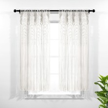Str Store Bohem Makrome Dokulu Pamuk Pencere Perdesi/oda Bölücüsü/kapı/duvar Dekoru, 160 cm x 101 cm (U x G), Beyaz