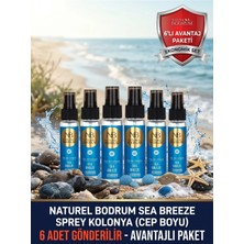 NB Natural Bodrum Sea Breeze Deniz Esintisi Kolonyası 60 ml Sprey Başlıklı 6'lı Paket (80° Cep Boy Toptan Set) Pet Şişe