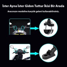 Str Store GA11 Motosiklet Bisiklet Telefon Tutucu Ister Ayna Ister Gidon Tuttur Ikisi Bir Arada Şok Emici Damperli (Shockproof, Gidon ve Ayna Montajı)
