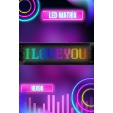 Ematcrt LED Matrix Bluetooth Bağlantılı Araç Camına Uygun Pixsel Görünümlü 16X96 Pixel - Lisinya