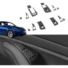 Str Store Tesla Model Y/model 3 Uyumlu Kapı Dekoratif Kaplama Seti Karbon Mat Siyah