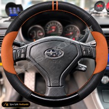 Hasakman Subaru Impreza Dikme Direksiyon Kılıfı Delikli Deri Parlak Siyah Taba Detay Çift Yüzük ve Dikiş Gd-Gg Hawkeye Tuşlu 2005-2007