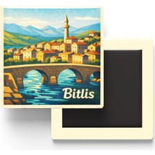 Esplendor Bitlis - Eski Şehir - Baskılı Buzdolap Magneti Kare - 9x9 cm
