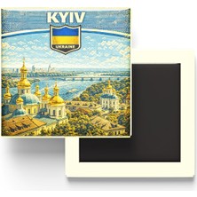 Esplendor Retro Ukrayna Kiev Şehri Temalı Vintage Buzdolap Magneti – 9x9 cm