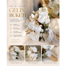 Beyaz Gül ve Dantel Detaylı Premium Gelin Buketi