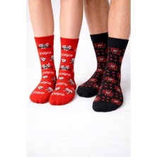 TeknoKapsül Carnaval Socks 2'li Çorap Kırmızı - Siyah