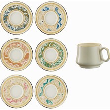 Esplendor Sandro Moreno 1453 Şal Geometrik Gold 12 Parça Altı Kişilik Kahve Fincan Takımı 90 ml