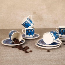 Esplendor Ar Yıldız Wave Blue 12 Parça 6 Kişilik Türk Kahve Fincan Takımı 90 ml AR238219