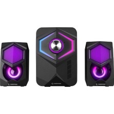 TeknoKapsül RMS-175BT 2+1 5W*2 Bluetooth+Usb-Tf-Fm Rainbow Aydınlatmalı Gaming Speaker