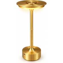 Esplendor Toronto Şarjlı Dokunmatik Masa Lambası 2W – 3 Renk Işık, USB Şarjlı Gold LED Masa Lambası, Ev, Kafe, Restoran ve Balkon Kullanımı
