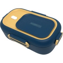 Esplendor Vagonlife Bento 550ML Lunchbox Tek Katlı Çelik Sefer Tası Yemek Kutusu (Lacivert-Sarı)