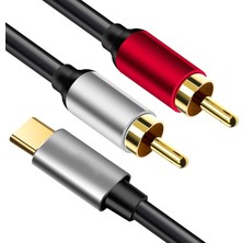 Esplendor Kuzey's Store Type-C - 2 Rca Ses Kablosu, USB C Erkek Çift Rca Stereo Ses Dönüştürücü Y Dağıtıcı Kablo, MacBook Iphone ile Uyumlu,bilgisayar,amplifikatör, Hoparlör, Tv, Dvd, 2 Metre