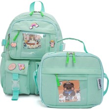 Esplendor Wia Kawaii Kore Tarzı Ayıcıklı Ilkokul ve Beslenme Çantası