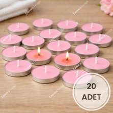 Esplendor Tealight Mum - Kırmızı Küçük Yuvarlak Sevgililer Günü Yer ve Masa Mumu 20 Adet (Pembe)