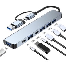Esplendor Apera Gn-33 Multiport Type C ve USB Girişli 7 In 1 Adaptör Hub Çoğaltıcı Tamamı Alüminyum Kasa