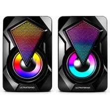 Esplendor Ultratekno E-1046 Bilgisayar Hoparlörü LED Işıklı Rgb Laptop Pc Uyumlu 1+1 Speaker