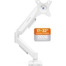 Esplendor Telvesse Tek Kollu Monitör Kolu Vesa Uyumlu Hareket Ayarlanabilir Monitör Standı 17-32" 9kg Kapasite Beyaz