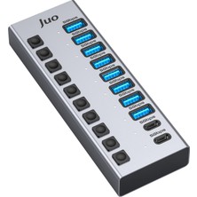 Esplendor Juo Usb-A 10 Portlu Anahtarlı 8*usb-A 2*type-C 5gbps USB 3.1 Çoklayıcı Dönüştürücü Hub