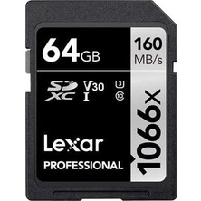 Esplendor Lexar Professional 64GB 1066X Sdxc Uhs-I Kart, Up To 160MB/S Read 70MB/S Write C10 V30 U3, Standart