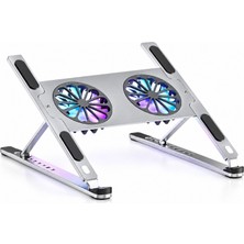 Esplendor Çift Fanlı Laptop Soğutucu Stand, 8 Kademeli Ayarlanabilir Metal Stand P-11