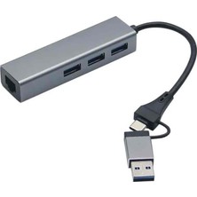 Esplendor Coverzone 1000 Mbps Gigabit Usb-C ve Usb-A Girişli 4 Port USB 3.0 Hub Gigabit Ethernet Adaptörü – 1000 Mbps Kablolu Internet, 5gbps Veri Aktarımı, Çoklu Bağlantı Desteği, Kompakt Abs Gövde | ZR1109