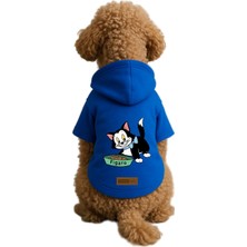 Esplendor Monopetz Baskılı Içi Polarlı Köpek ve Kedi Kıyafeti & Elbisesi - Mavi Renk Kapüşonlu Hoodie B9F16 3xl