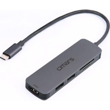 Esplendor Omars 5 Port Type-C 4K HDMI Video Transferi 5gbps USB 3.1 Sd/tf Kart Uyumlu Hub Çoklayıcı Adaptör