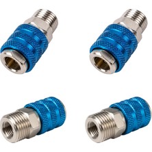 Esplendor (4 Adet) Pnömatik/kompresör Hava Hortum Bağlantı Kaplini 1/2 ve 1/4 Bağlantı Erkek Dişi Dişli 10 mm