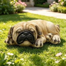 Esplendor Bahçe Heykeli Reçine Gerçekçi Köpek Pug Uykulu Hatıra Dekor El Sanatları