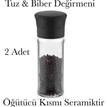 Esplendor 2 Adet Tuz ve Karabiber Değirmeni 2 Adet Cam Gözde Öğütücü Kısmı Seramiktir Tuz Değirmeni