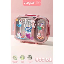 Esplendor 600 ml Sızdırmaz Iki Bölme Paslanmaz Çelik Lunch Box Yeni Nesil Sefer Tası Çatallı Kaşık FF7163