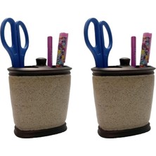 Esplendor 2 Adet Kalemlik Bronz Kumlu Poliresin Ofis Gereci 10X12X5CM