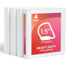 Esplendor Kardinal 3,8 cm D-Ring View Bağlayıcı Madde, Paket Başına 4, Her Biri 1 x Siyah, Mavi, Yeşil ve Kırmızı (29300) Beyaz