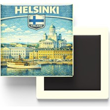 Esplendor Retro Finlandiya Helsinki Şehri Temalı Vintage Buzdolap Magneti – 9x9 cm