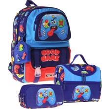 Esplendor Kaukko Kids Good Game(Lacivert - Kırmızı Renk) Erkek Çocuk Üçlü Ilkokul Okul Çantası Seti/takımı - SETKK-L5389A