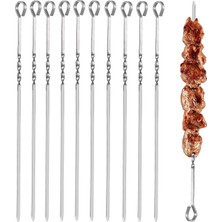 Esplendor Xspring Paslanmaz Çelik Şişler, 10'lu Paket Barbekü Şişleri, 38 cm Düz Yeniden Kullanılabilir Metal Şişler, Şiş Kebap, Kamp Pişirme, Parti Malzemeleri Için