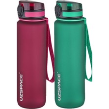 Esplendor Uzspace 2'li Tritan Matara Seti 1000 ml Büyük Boy 14 Farklı Renk Seçeneği Fiftyfifty Kırmızı-Koyuyeşil