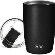 Esplendor Simple Modern 12 Oz Voyager Seyahat Kupası Bardak, Şeffaf Kapaklı ve Pipetli - Kahve Fincanı Çocuk Vakum Yalıtımlı Şişe 18/8 Paslanmaz Çelik Hidro - Gece Siyahı