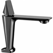 Esplendor (1 Adet) Vita Mat Füme Kısa Premium Lavabo Bataryası Pirinç Gövde Lüks Modern Banyo Batarya 18 cm