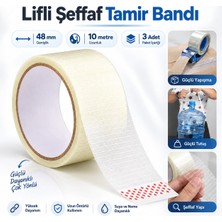 Esplendor (3 Adet) Elyaf Lifli Şeffaf Tamir Bandı 48 mm 10 mt Ultra Güçlü Yapışkan Onarım ve Izolasyon Bandı