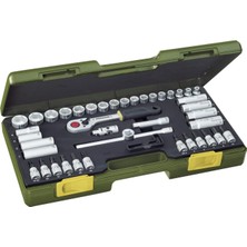 Esplendor Proxxon Lokma Anahtar Seti, 3/8" Anahtar Mandallı Kompakt Set, Plastik Çantalı 47 Parçalı Alet Seti, 23282