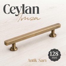 Esplendor Ceylan 128 mm (12,8 Cm) Mat Antik Sarı Kulp Dolap Çekmece Mobilya Metal Kulp Kulpu