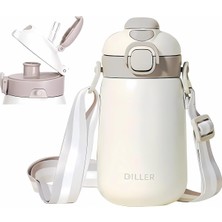 Esplendor Dıller 420ML Tek Kapak Çift Kullanım Pipetli/pipetsiz Askılı Çelik Su Matarası 6 Saat Sıcak/soğuk