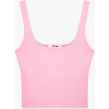 Esplendor Kare Yaka Slim Fit Kalın Askılı Crop Üst