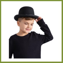 Bezos Charlie Chaplin Stil Çocuk Şapkası ? Siyah Melon Parti Şapkası Vlr