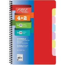 TeknoKapsül Keskin A4 4+2X25=150YP. Ayraçlı Free Subject Defter Kırmızı