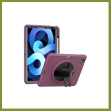 Bezos iPad 2025 10.9 10.nesil (A16) Uyumlu Kılıf Hand Strap Tablet Kılıfı - Mürdüm Vlr